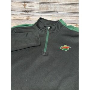 NHL Minnesota Wild Mens Medium Quarter Zip Pullover Black Green